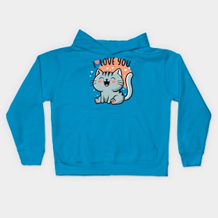 I Love You Cute Cat Design Kids Hoodie